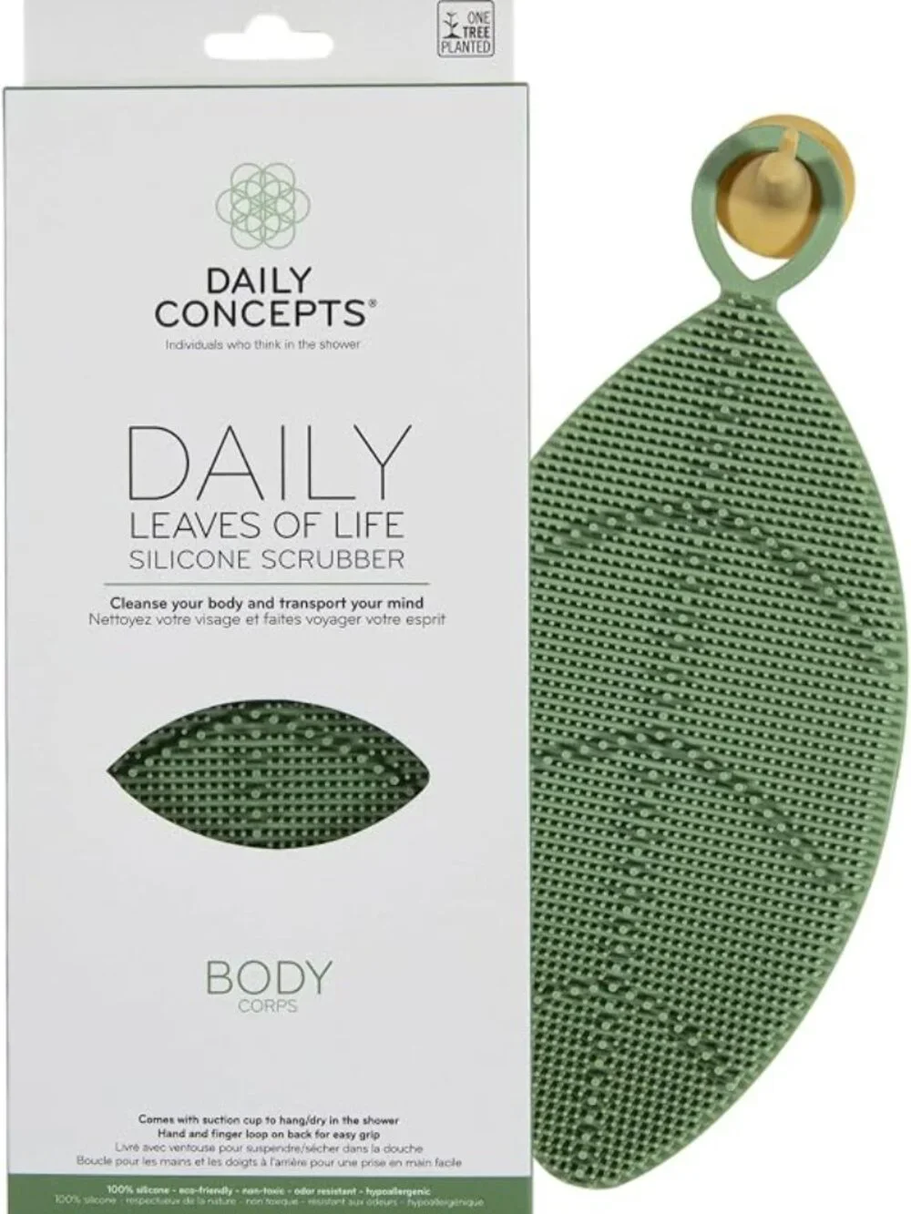 Daily Leaves of Life Body Silicone Scrubber-The Bristles Exfoliate, Cleanse Skin